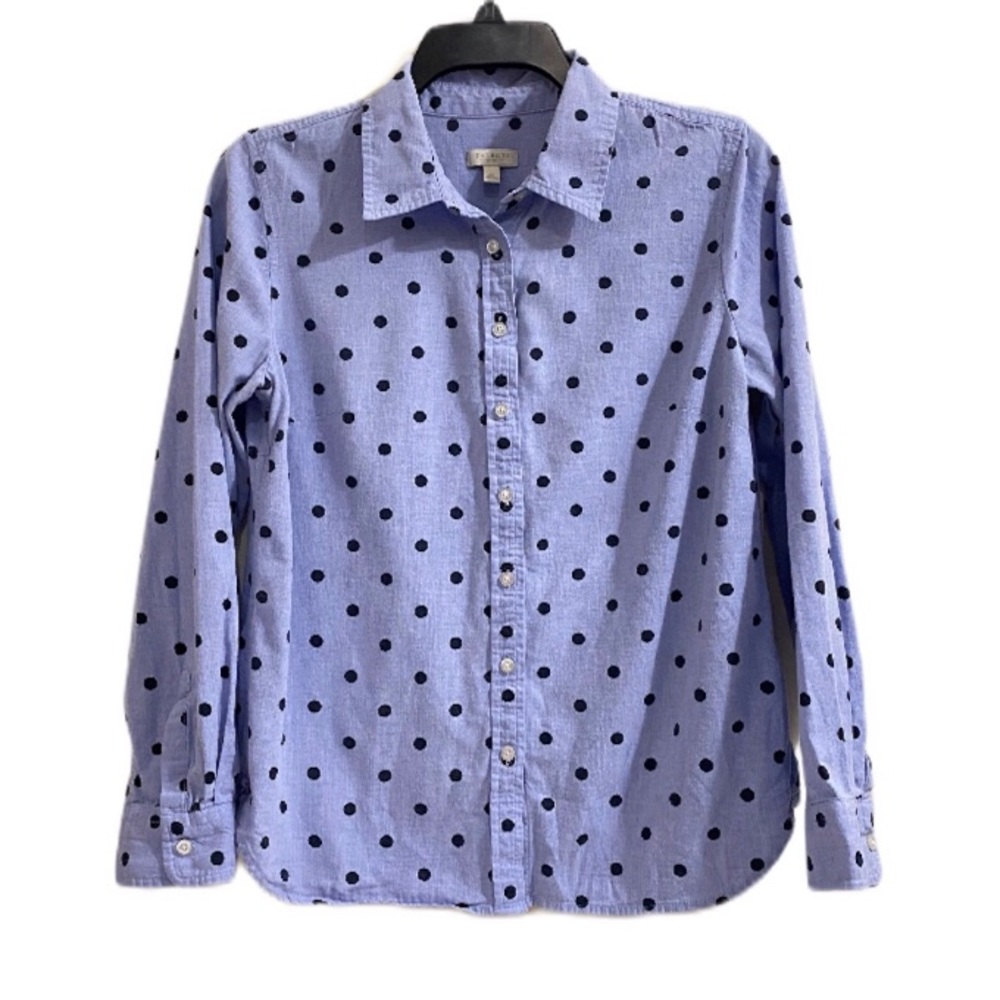 Talbots Purplish Blue Polka Dot Button Down Shirt